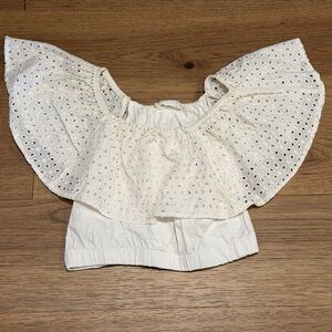 Zara girls kids White Eyelet Off-Shoulder Top blouse shirt 13 14 L